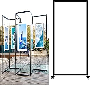 Movable Folding Display Rack For Painting Exhibition, Metal Advertising Shelf Rack Billboard, Multi-fold Poster Stand, For Gallery School Museum(8pcs,100x220(39.4x86.6in))