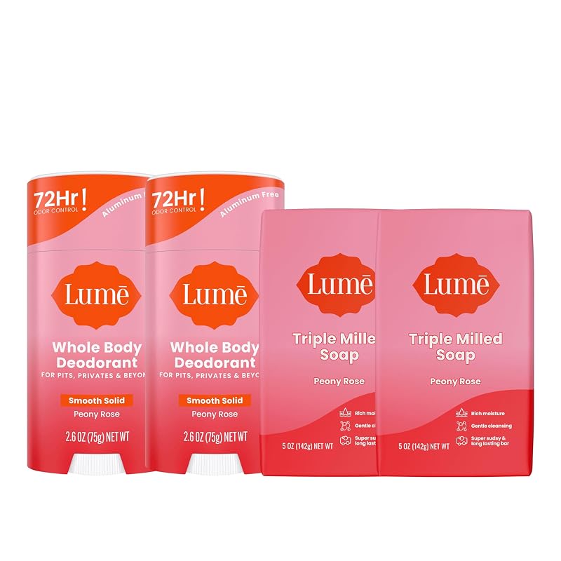 Kit Lume com desodorante em bastão e sabonete, fragrância Peony, pacote com 2