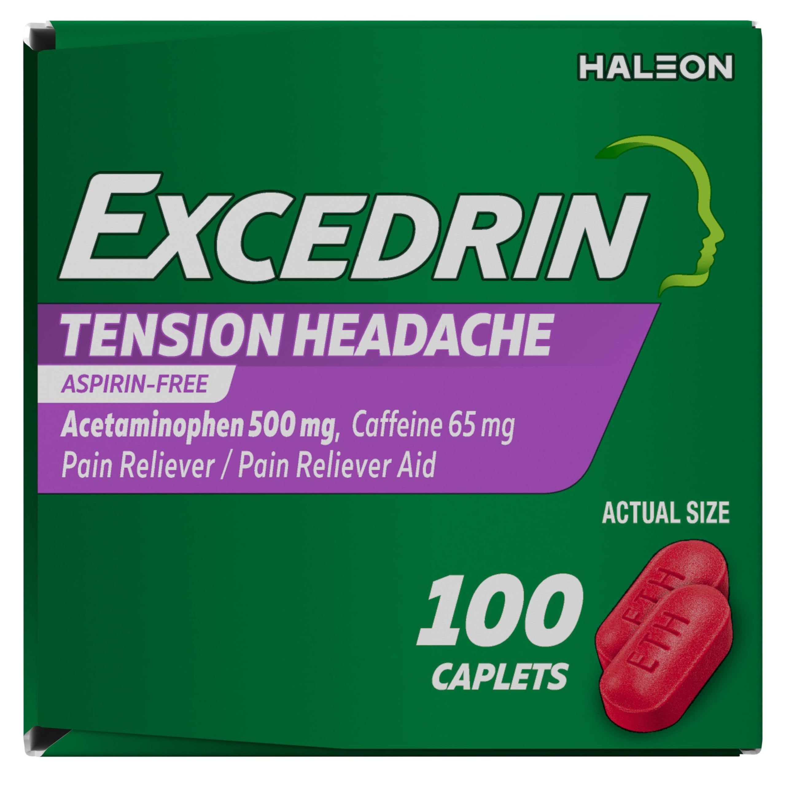 Excedrin Tension Headache Relief Caplets, 100 Count — Amazon image 8