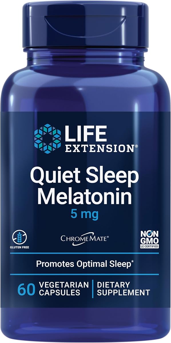 Melatonina para dormir tranquilo, 5 mg, potente apoyo para el sueño, ritmos circadianos saludables, defensa celular, sin gluten, sin OGM, vegetariano, 60 cápsulas | Apoya un sueño potente, ritmos circadianos saludables y defensa celular, sin gluten, sin OGM y vegetariano