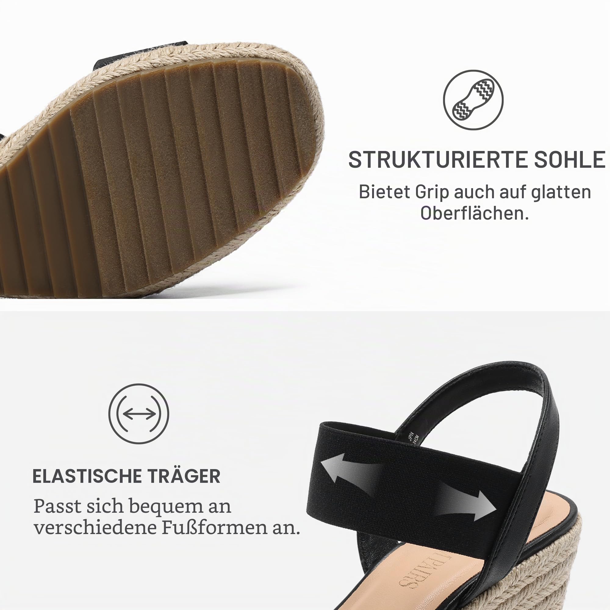 DREAM PAIRS Damen Keilsandalen Wedge Sandals Open Toe Ankle Strap Espadrilles Sandaletten Keilabsatz Sommer