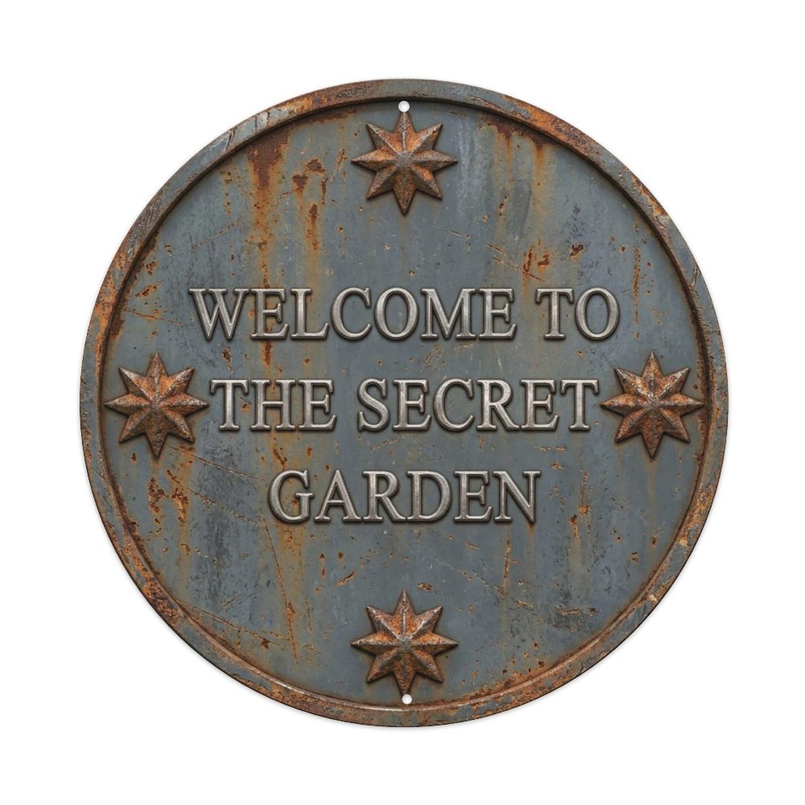 Vintage Welcome Secret Garden Iron Slate Distressed Metal Tin Sign