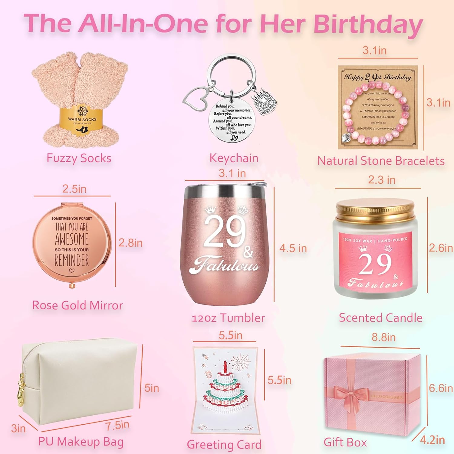 29th Birthday Gifts for Women Her, Happy 29th 29 Year Old Birthday Basket Gifts Box for Women Best Friends Female Daughter Sister Her Girlfriend Coworker Bestie Birthday Unique