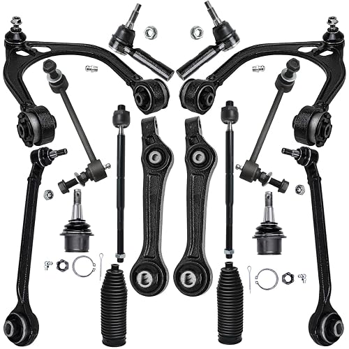 Detroit Axle - RWD Front End 16pc Suspension Kit for Chrysler 300 | Dodge Charger Challenger Magnum, Control Arms Lower Ball Joints Sway Bar Links Inner Outer Tie Rods Boots Replacement
