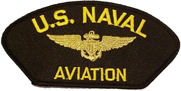 US NAVAL AVIATION with AVIATOR WINGS PATCH - Yellow and Gold on Black Background - Veteran Owned Business