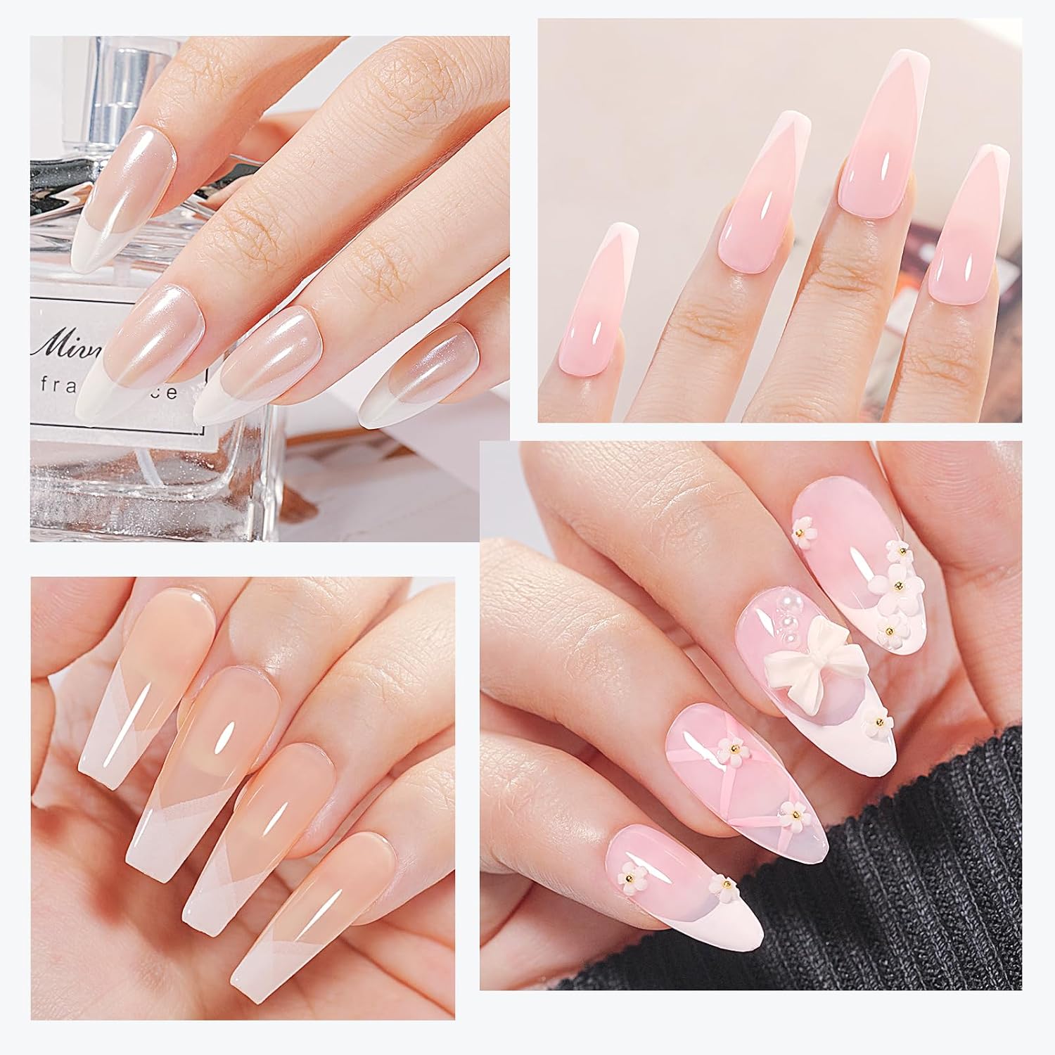 MIZHSE White Poke Gel Nail Art Kit, with Professional Poke Foundation Gel and Brush Tool, Nail Stamper for French Nails, French Tip Nail Stickers Multifunctional Drawing Painting Nails Art Design