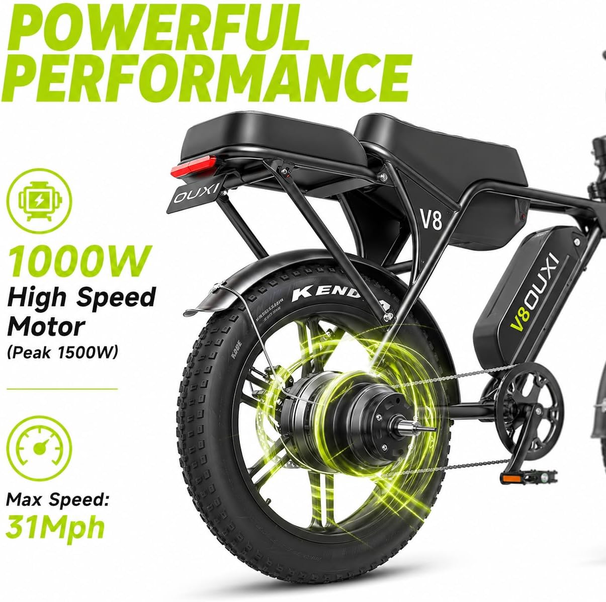 OUXI V8 Electric Bike for Adults/Teens, 16"/20" Fat Tire E Dirt Bike with 36V/48V | 10.4/15/30AH Removable Battery, 35-60 Miles Ebike with UL2849 Certified