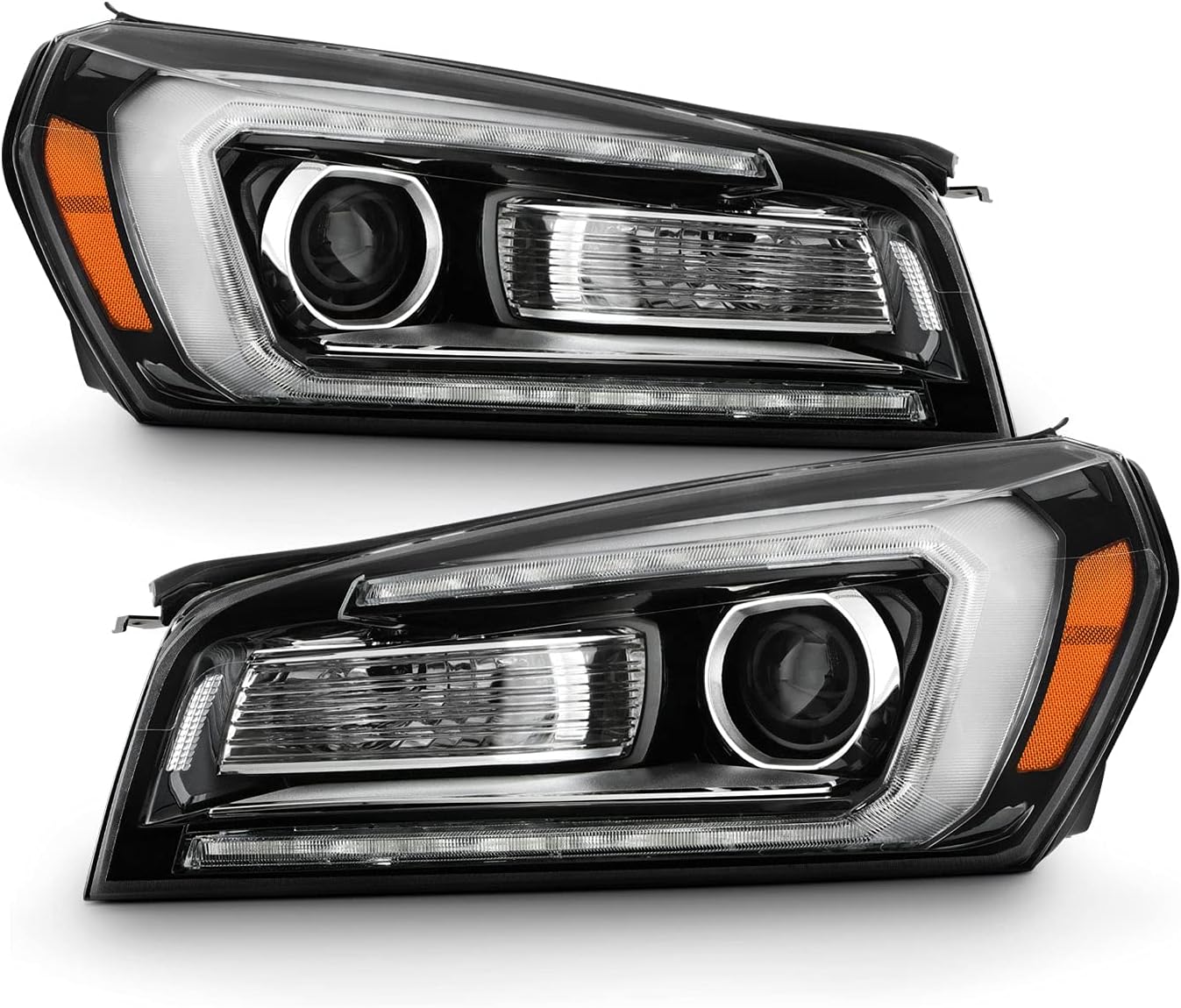 AKKON - Fits 2013-2016 GMC Acadia 2017 Limited [Halogen Model Only] Projector Black Headlights Pair Driver + Passenger w/ [LED Tube] Parking