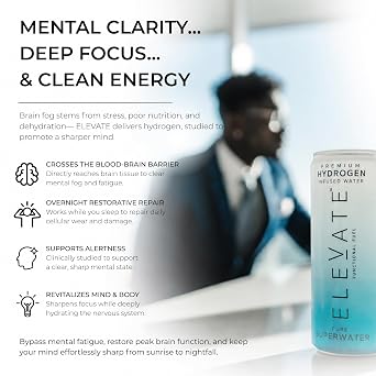 Elevate Premium Hydrogen Water,Supports Recovery,Backed by Science -24 Pack