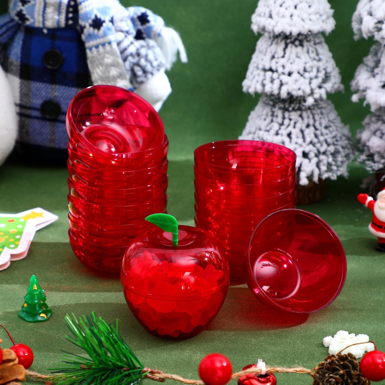 8Pcs Small Candy Boxes,Plastic Filled Red Containers,Chocolate Treat Cookie Jar Favor Boxes for Party Wedding Christmas Valentine's Day