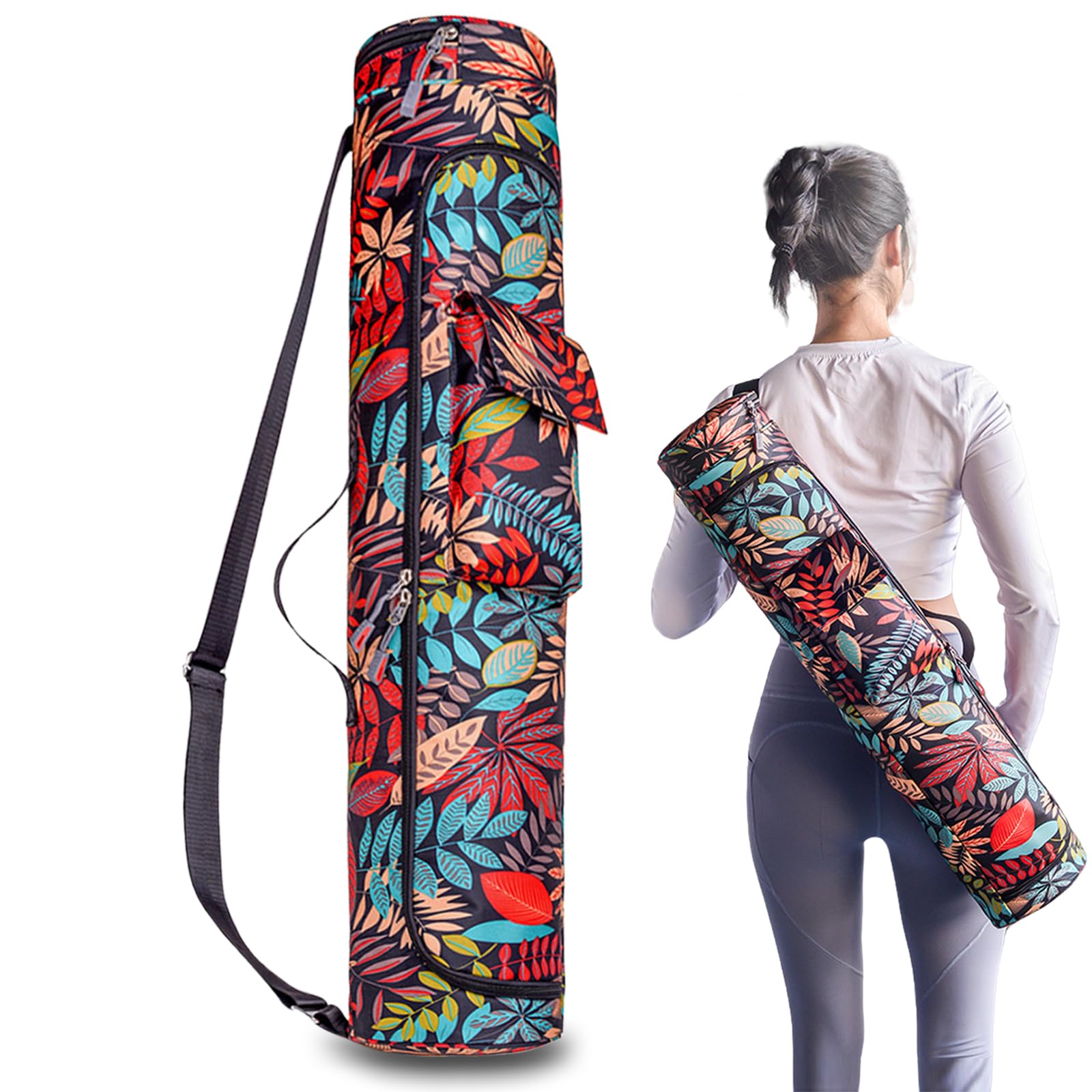 Aucuu Borsa per Tappetino Yoga, Borsa da Yoga Donna, Borse Yoge Porta Tappetino con Tracolla Regolabile, Tappetino da Yoge con Scomparto Umido Tasca, per Pilates, Fitness