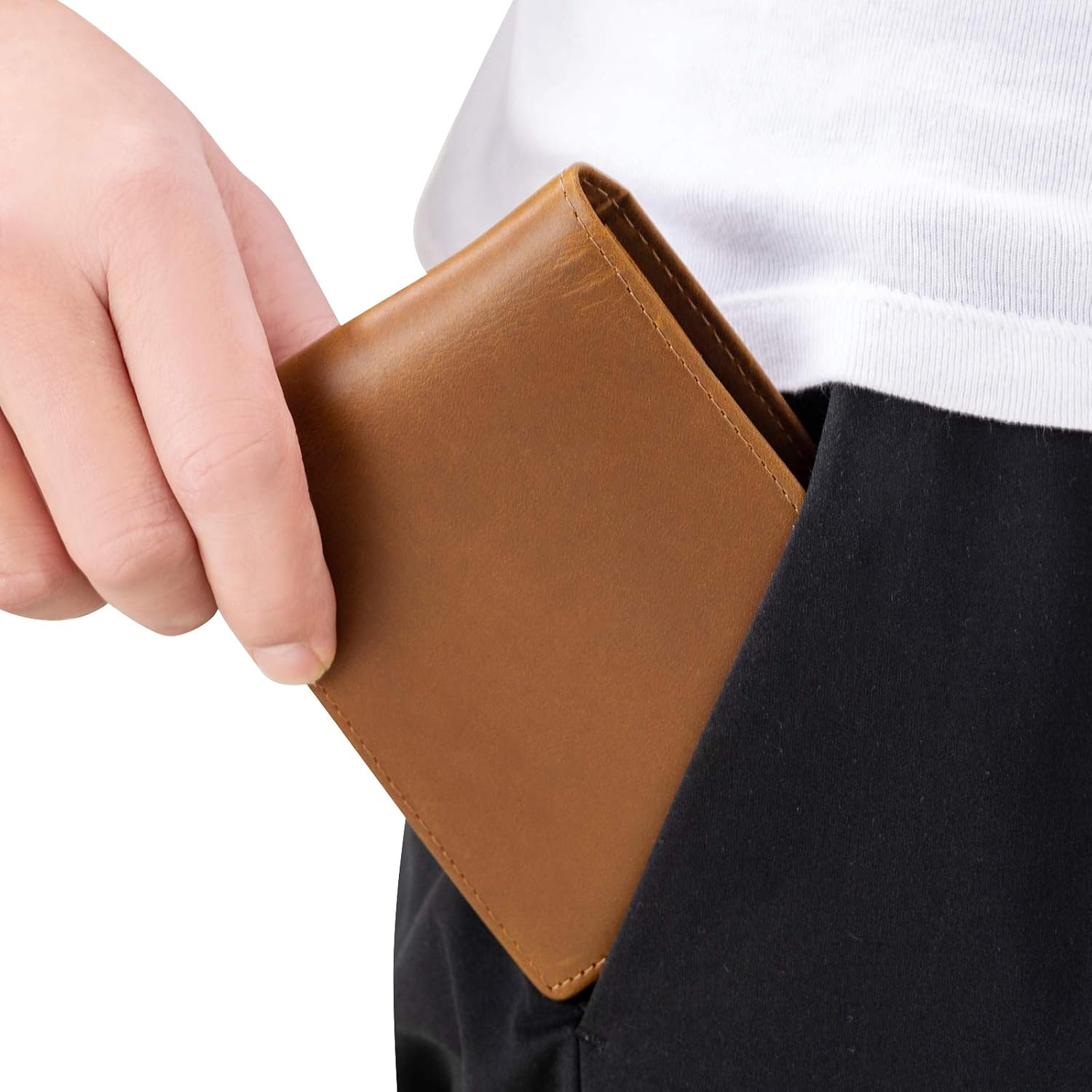 Custom wallet for Men Personalized Anniversary Birthday Gifts for Him Engraved Leather Wallet for Husband Boyfriend Lover Dad Son Boys Wallet (Tri-fold wallet to my love)