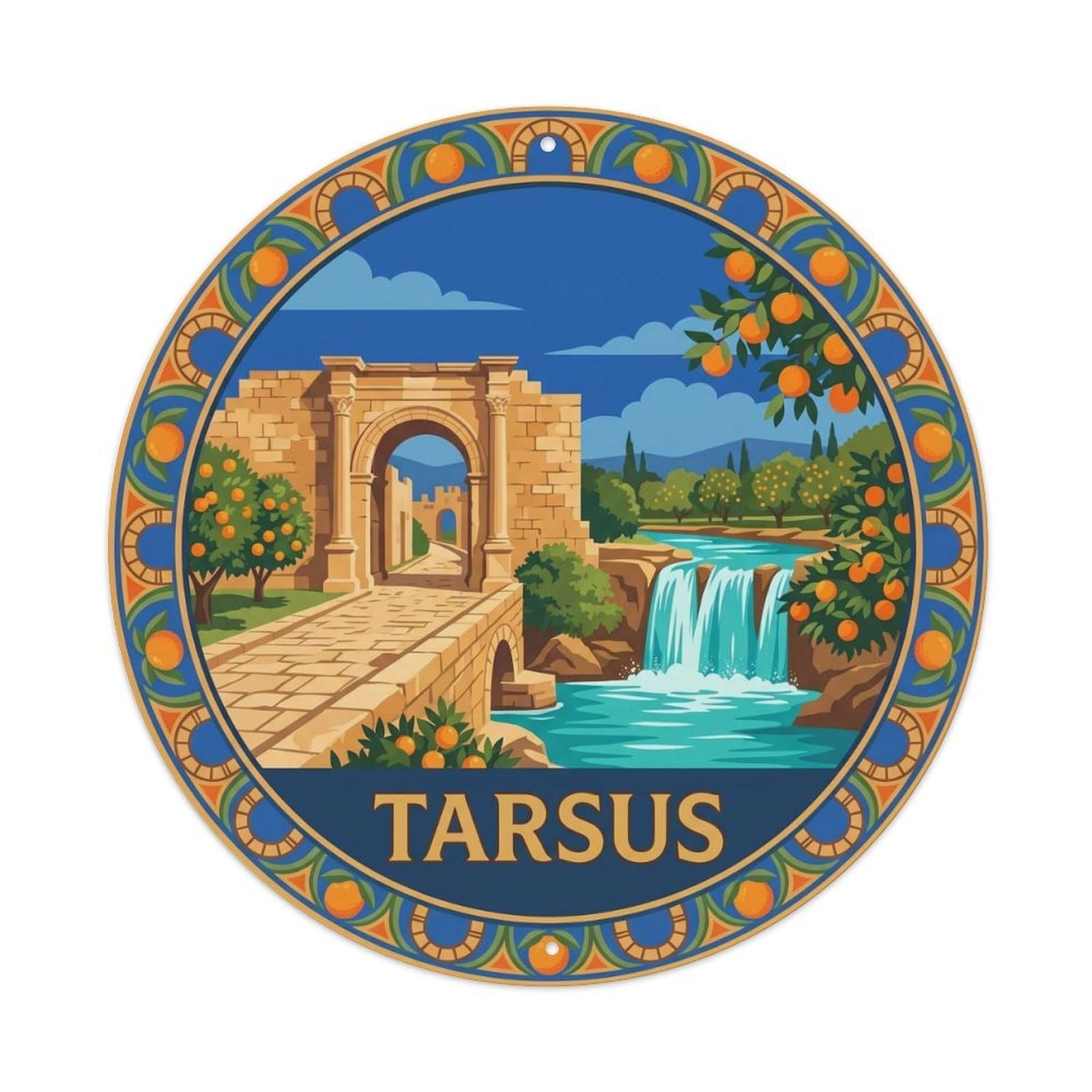 Mersin Tarsus Saint Paul City Historic Turkey Vintage Metal Tin Sign