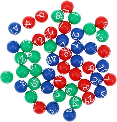 Gadpiparty 49 bolas numeradas de 1 a 50 colores de plástico para juegos de bingo para fiestas, jaulas de bingo y sorteos, entretenimiento interior