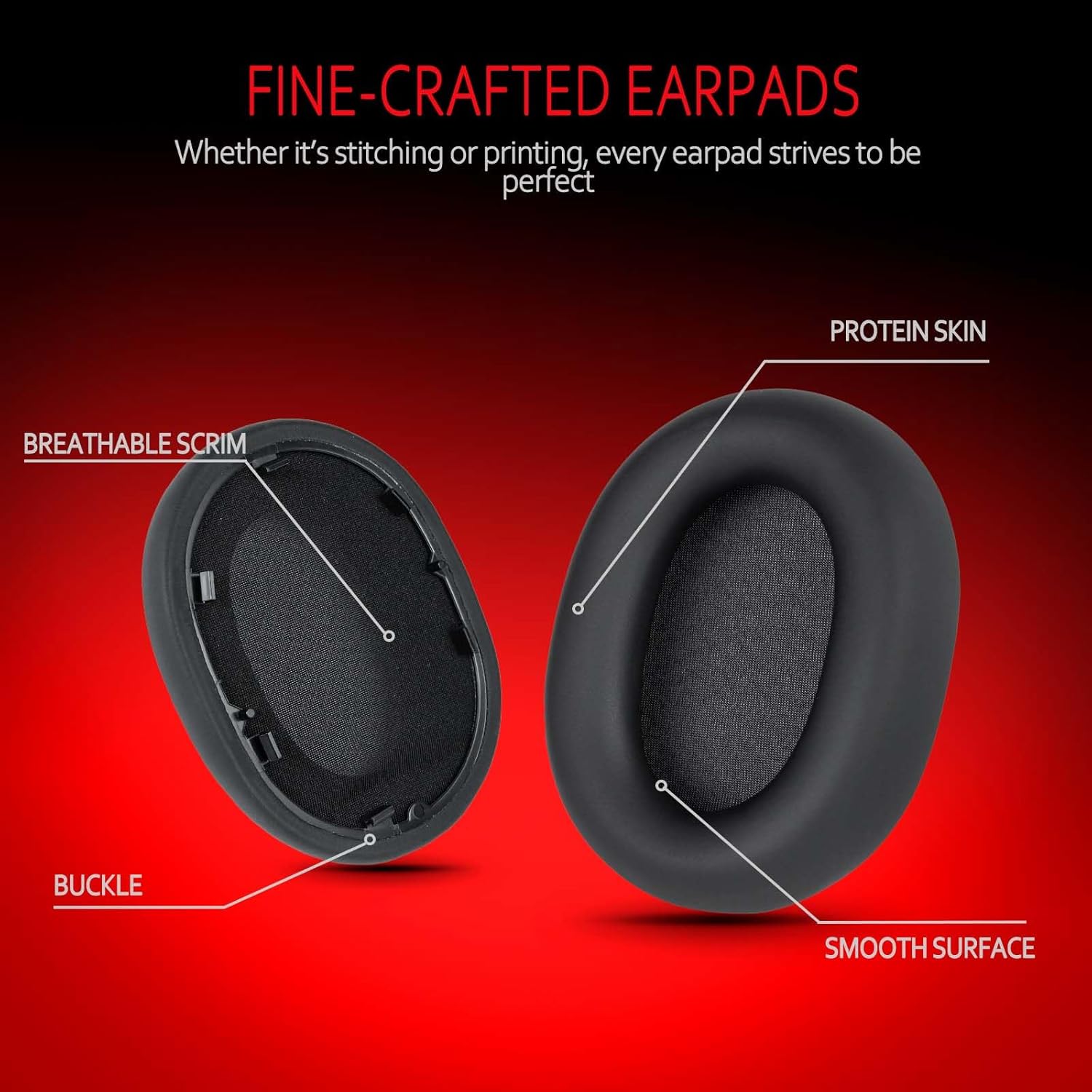 Krone Kalpasmos Sony WH-1000XM5 Ear Pads, Soft Cushions for Sony WH-1000XM5 Accessories, Sony Replacement Ear Pads, Memory Foam and Protein Leather, Compatible with WH1000XM5 Headphones, Black - Image 3