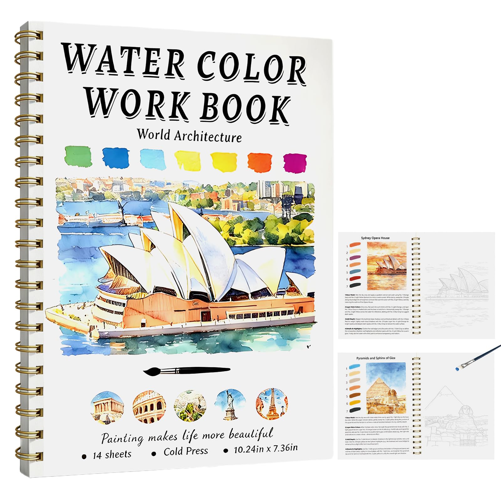 Watercolor Workbook, 14 Architecture Patterns of Original DIY Designs