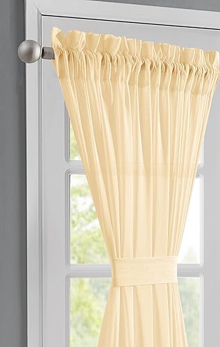 Miniatura 6 de Warm Home Designs Juego de 2 cortinas transparentes blancas para puerta francesa. Cada juego de cortinas para ventana de puerta viene con 2