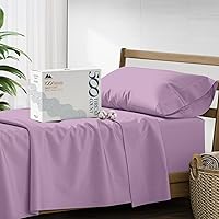 Vista 52 de Mayfair Linen - Juego de sábanas 100% algodón, tamaño Queen, 500 hilos, 4 piezas (azul claro), suave, refrescante, sábana de algodón satinado