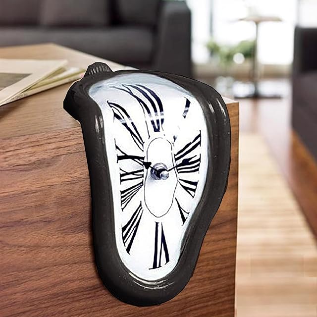 SUQ Melting Clock, Watch Melted Clock, Surrealistic Table Shelf Desk Fashion Clock, Decorative Dali Melting Clock, Silent Creative Clock, Roman numeral clock, Idea Gift, for Home Office Desks