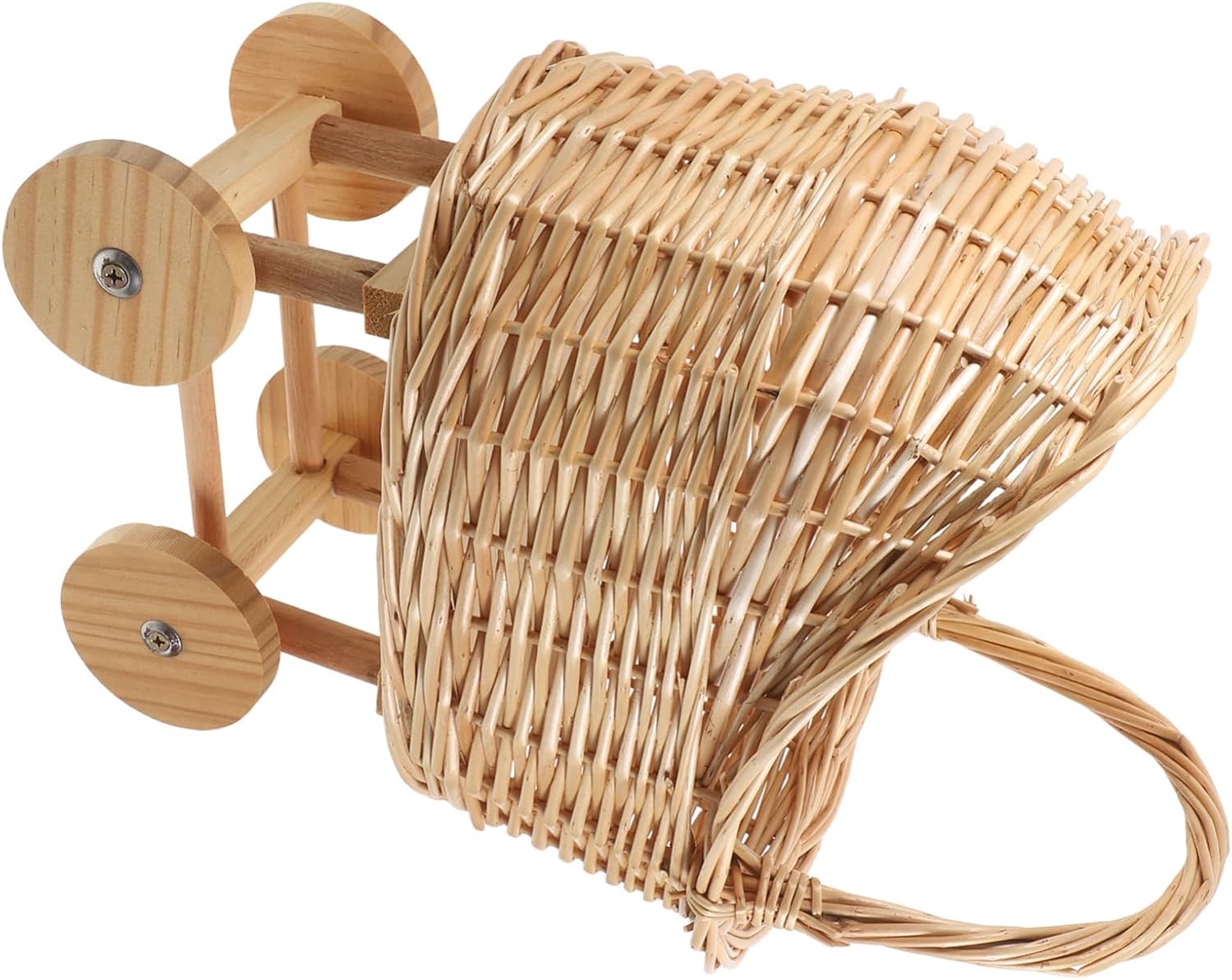 Unique Stroller Shape Basket Rattan Flower Basket for Wedding Shower and Woven Handle
