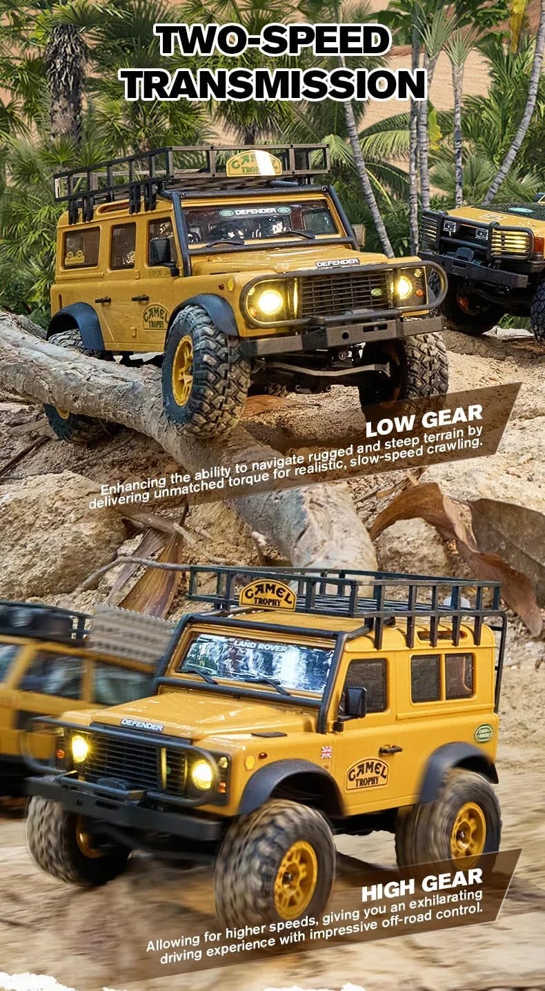 FMS FCX24M 1/24 RC Crawler RTR, Land Rover Family Camel Trophy Edition Licensed RC Truck, 4WD Off-Road RC Rock Crawler 2.4Ghz RC Car Model for Adults (Discovery)