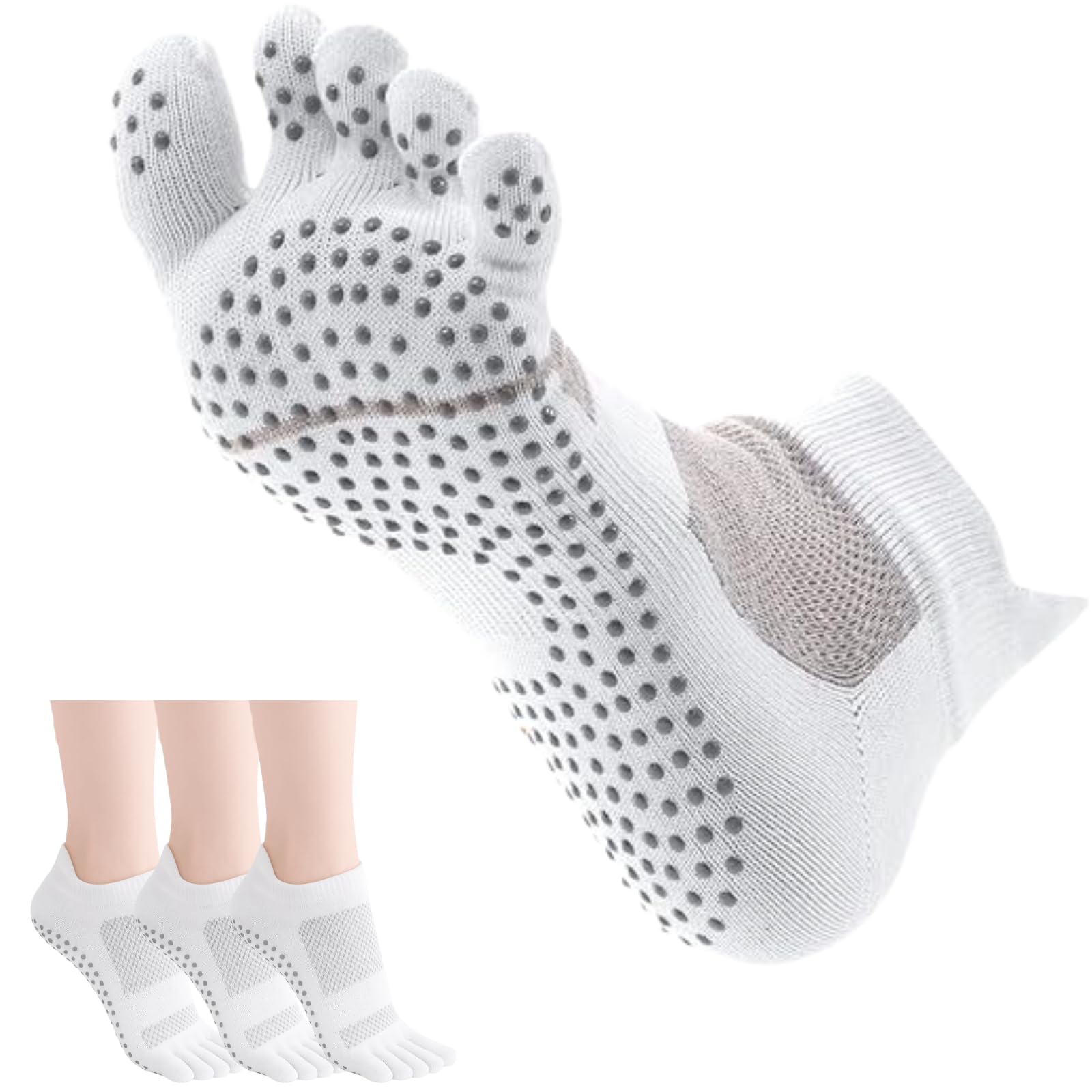 Amazon | [AllToze] 五本指ソックス すべり止め 3足セット 足裏ギュッ
