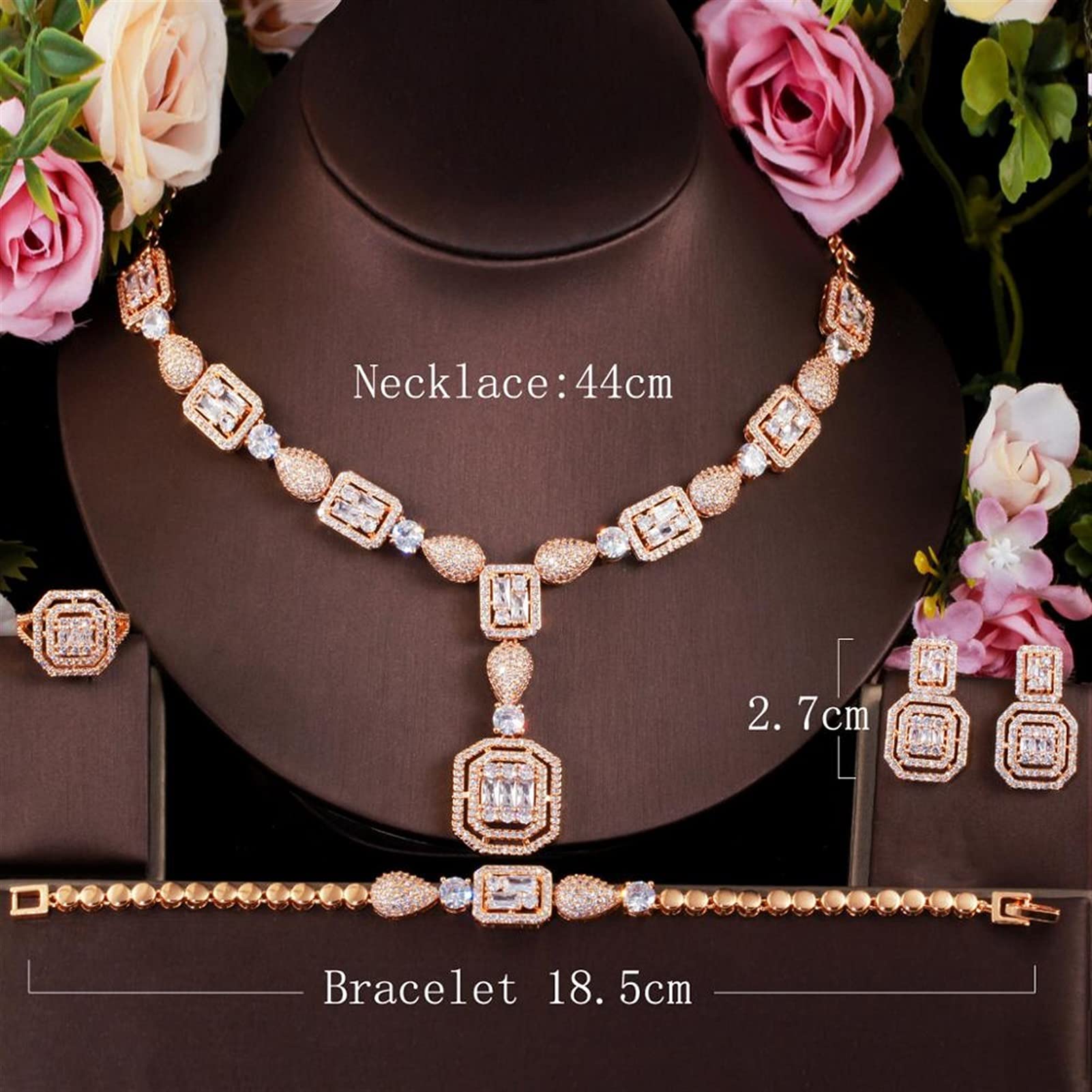 Schmuck 4 Stück weiße Zirkonia Frauen Hochzeit Kostüm Schmuck Sets für Bridesi Gold Farbe Party Zubehör