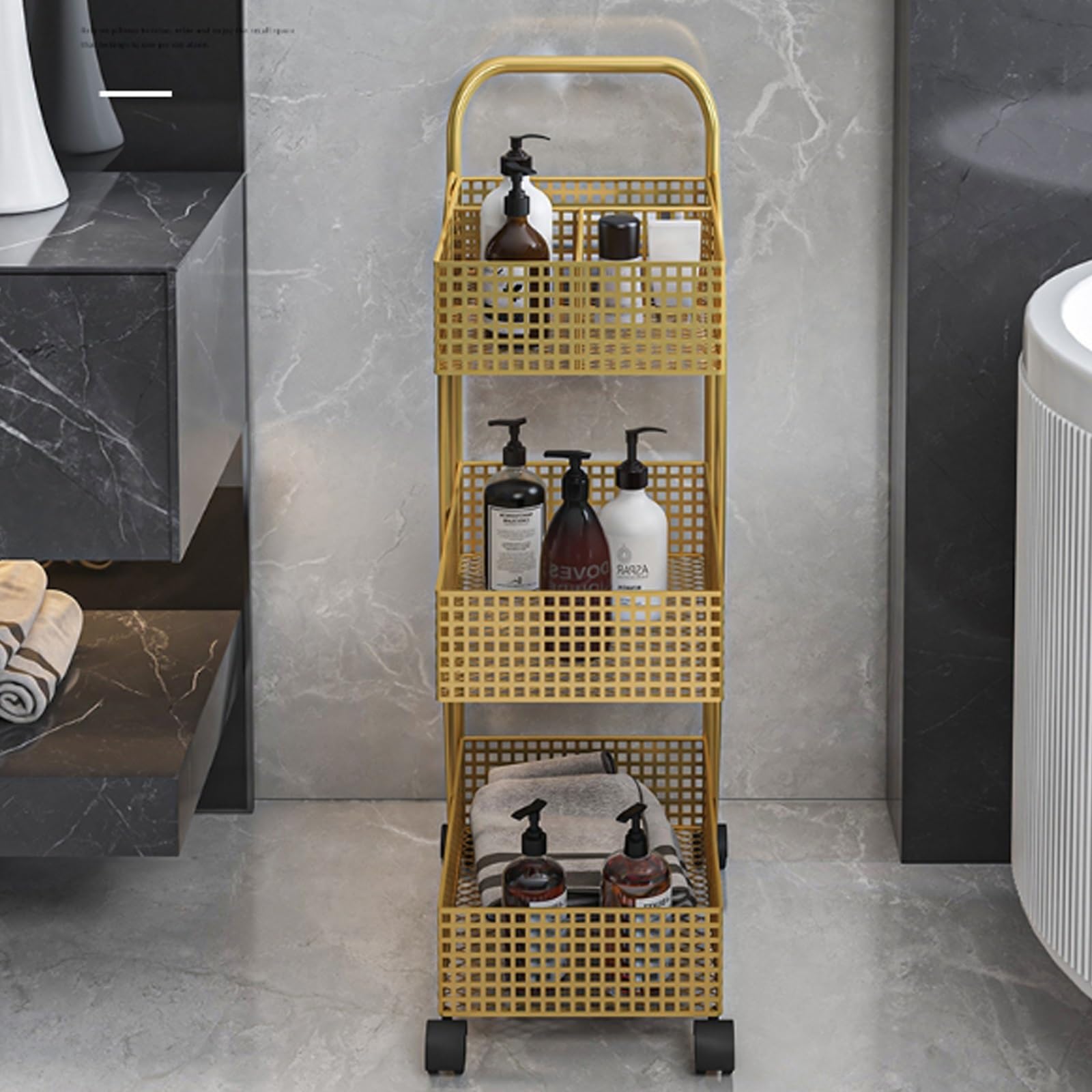 Cocina Portaoggetti For Carrello, In Metallo For Cucina Da Bagno, Mobile For , Con Ruote Estante de almacenamiento(Nero,M)