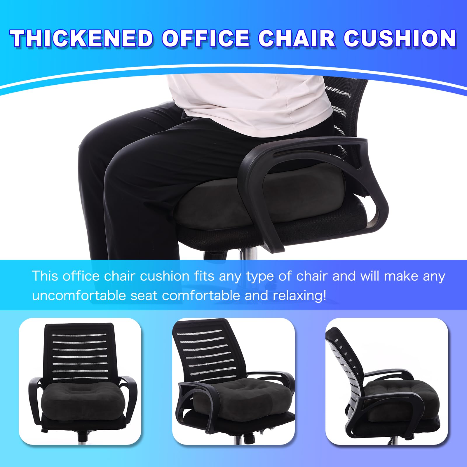 Cuscino Ergonomico Extra Large Per Sedia Da Ufficio – Alza Altezza, In Velluto Con Fondo Antiscivolo E Manico, Sollievo Dal Dolore Al Coccige - 4