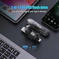 Vista 5 de Unidad flash USB externa SSD de 256 GB, hasta 550 MB/s 2 en 1 tipo C+USB A USB3.2 Gen2 unidad de pulgar de estado sólido SSD Stick para iPhone