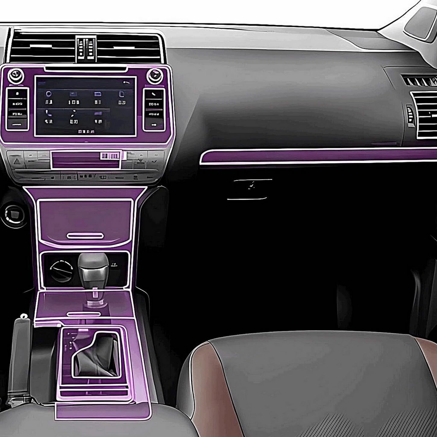 Film protection TPU anti-rayures console Toyota Prado