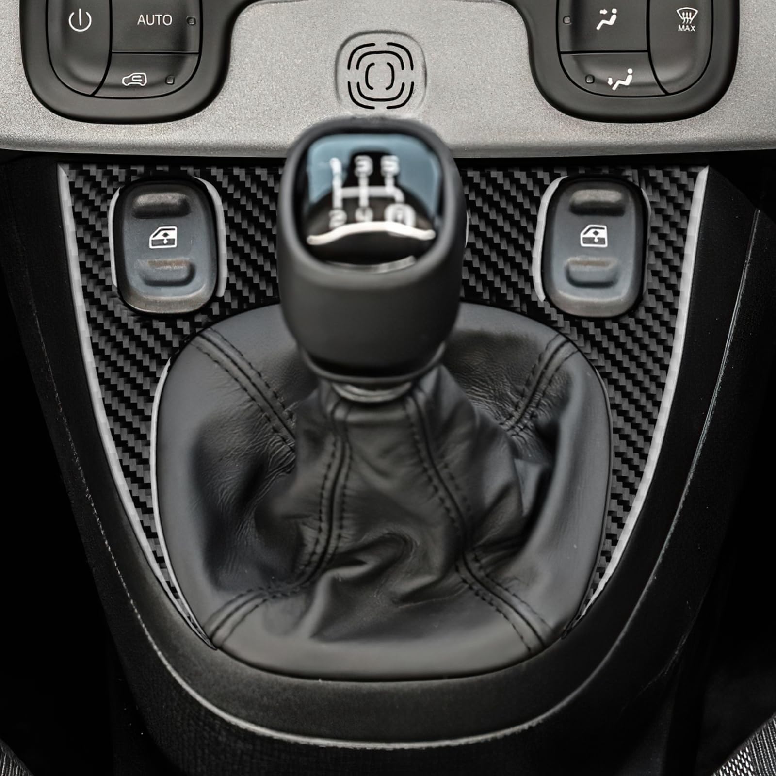 KUNGKIC Fibra di carbonio Auto Pannello di controllo Copertura Telaio Ingranaggio Adesivi Per Fiat Panda 169 319 2013-2020 2021 2022 2023 2024 2025 cambio pannello Interno Accessori decorativi (nero)