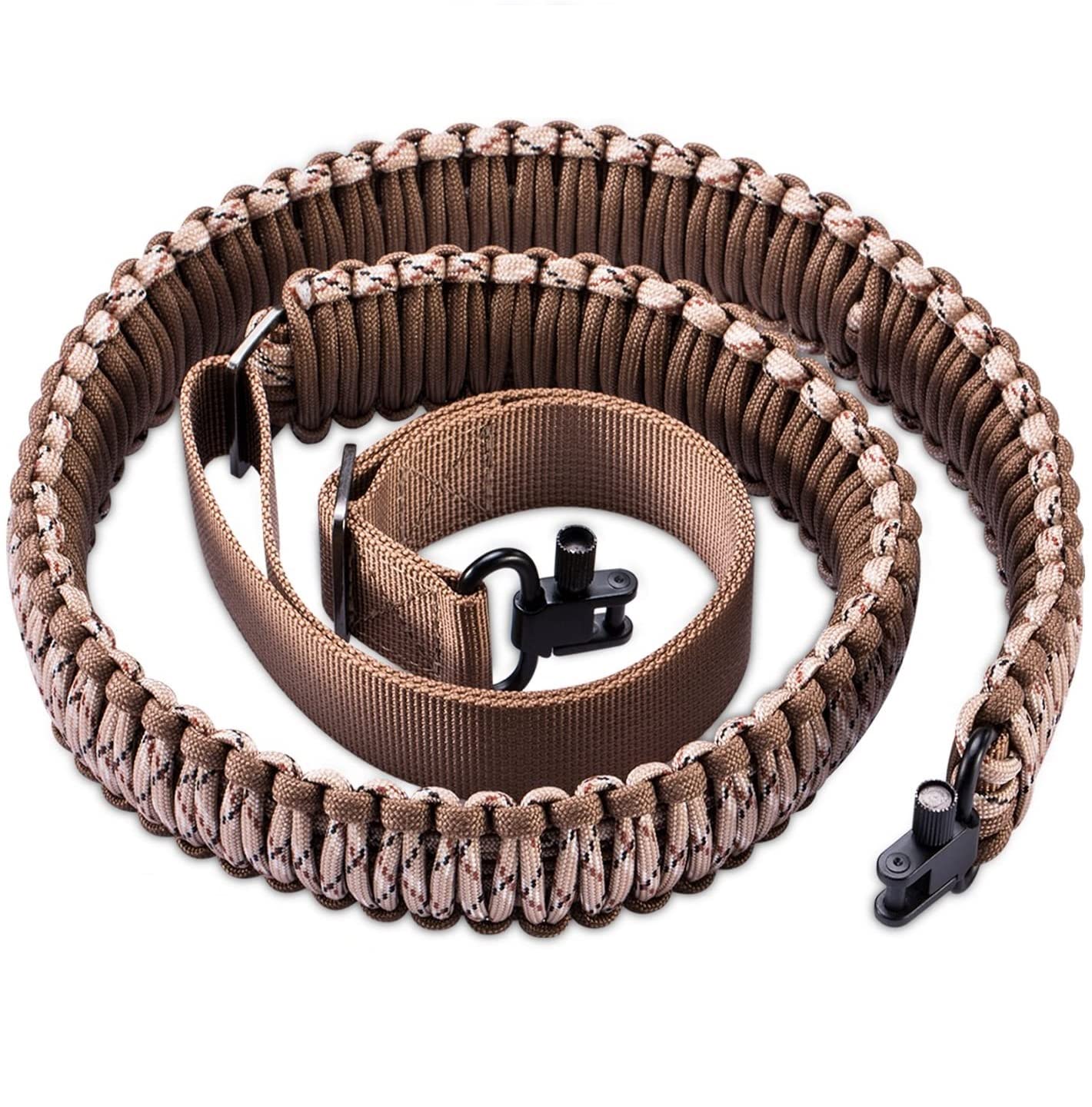 VVAAGG Two-Point Paracord Rifle Sling with Swivels, Non-Slip Gun Sling with Adjustable Length Strap