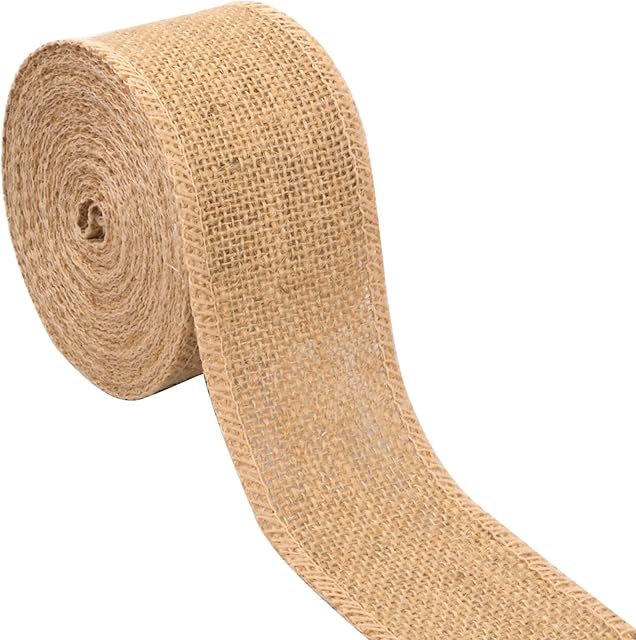 suchkawe 10M Natural Burlap Ribbon, Hessian Ribbon Craft Jute Linen Ribbon Roll for Crafts, Wedding, Christmas Decorations(6cm)
