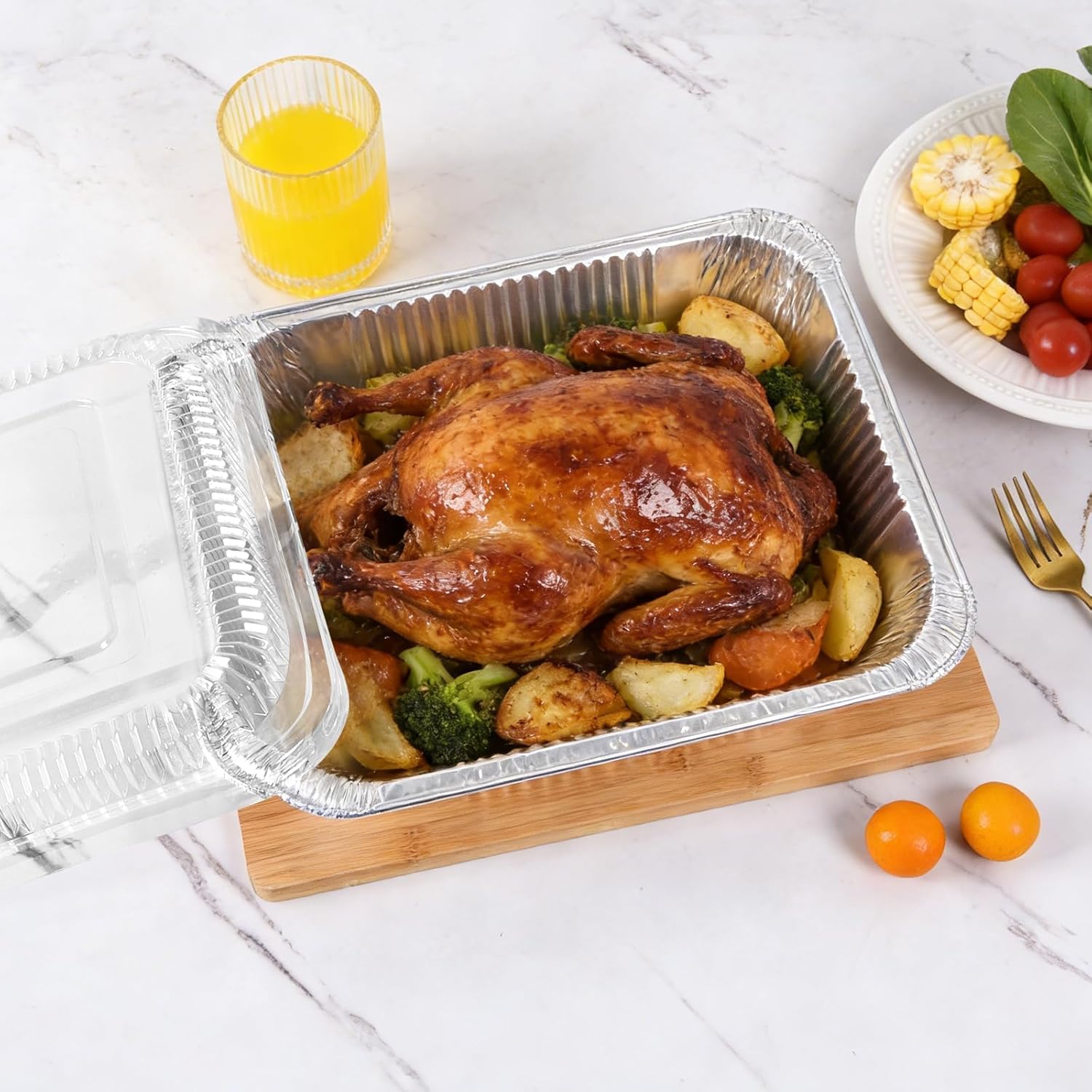 9x13 Inch Disposable Aluminum Foil Pans with Clear Lids(20 Pack)Half Size Tin Foil Pans,Disposable Food Containers Baking Pans For Cooking, Meal Prep, Roasting, Chafing, Heating, Steam Table