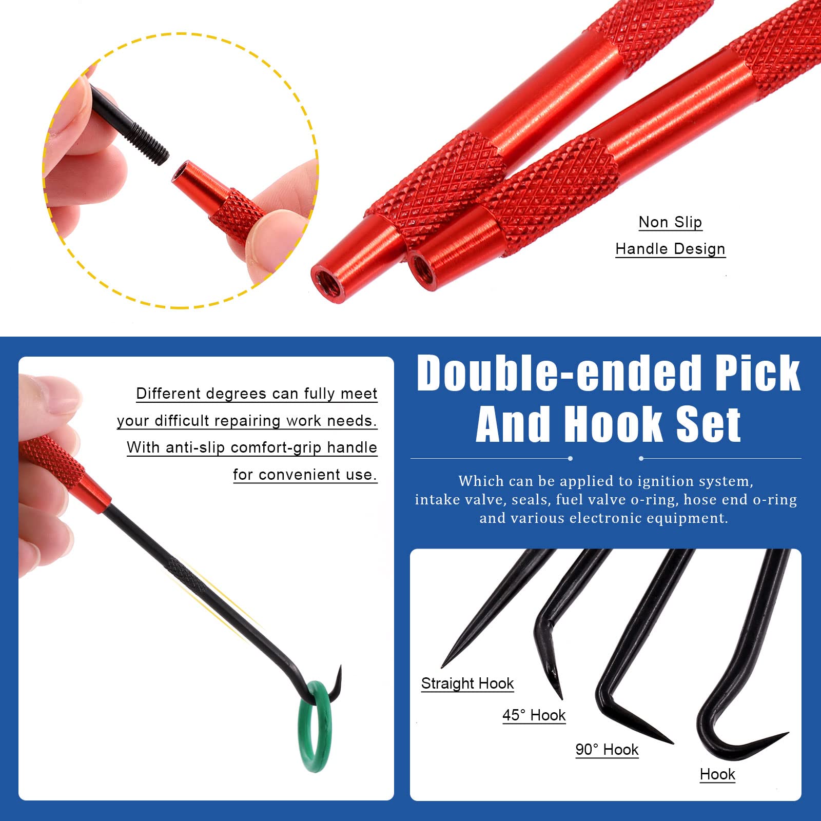 Glarks 270 pezzi di 18 misure di gomma verde O-Ring con 2 pezzi Mini Specialty Precision Pick and Hook Assortment Kit per riparazione auto veicolo aria condizionata compressore guarnizioni