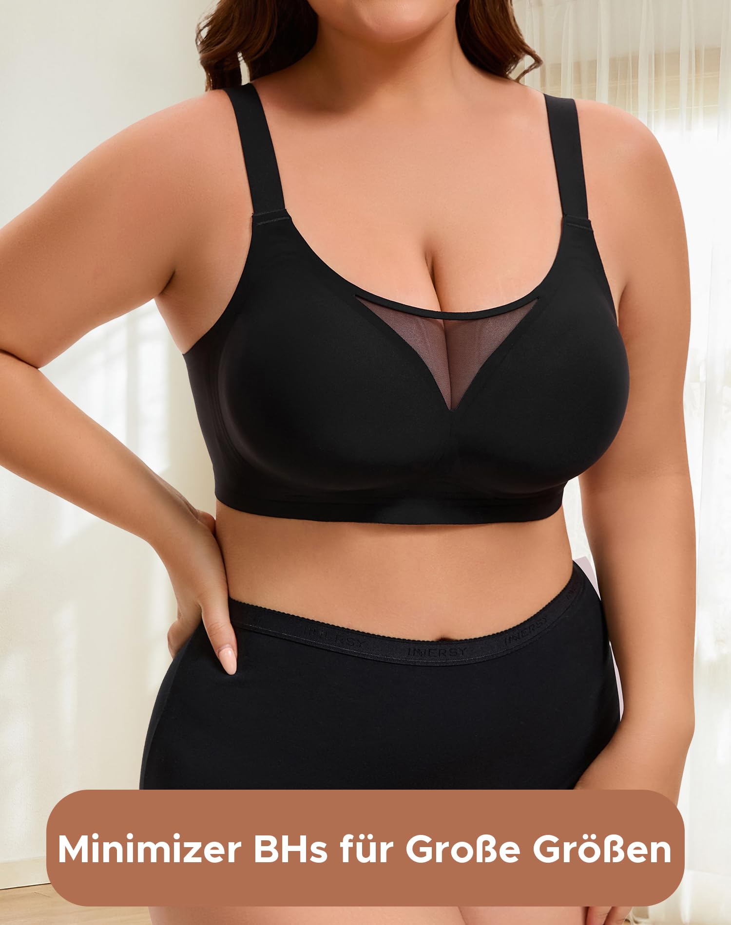 INNERSY Soutien-gorge sans couture sans armatures - Grandes tailles - Minimiseur - Soutien-gorge rembourré - Pour femme