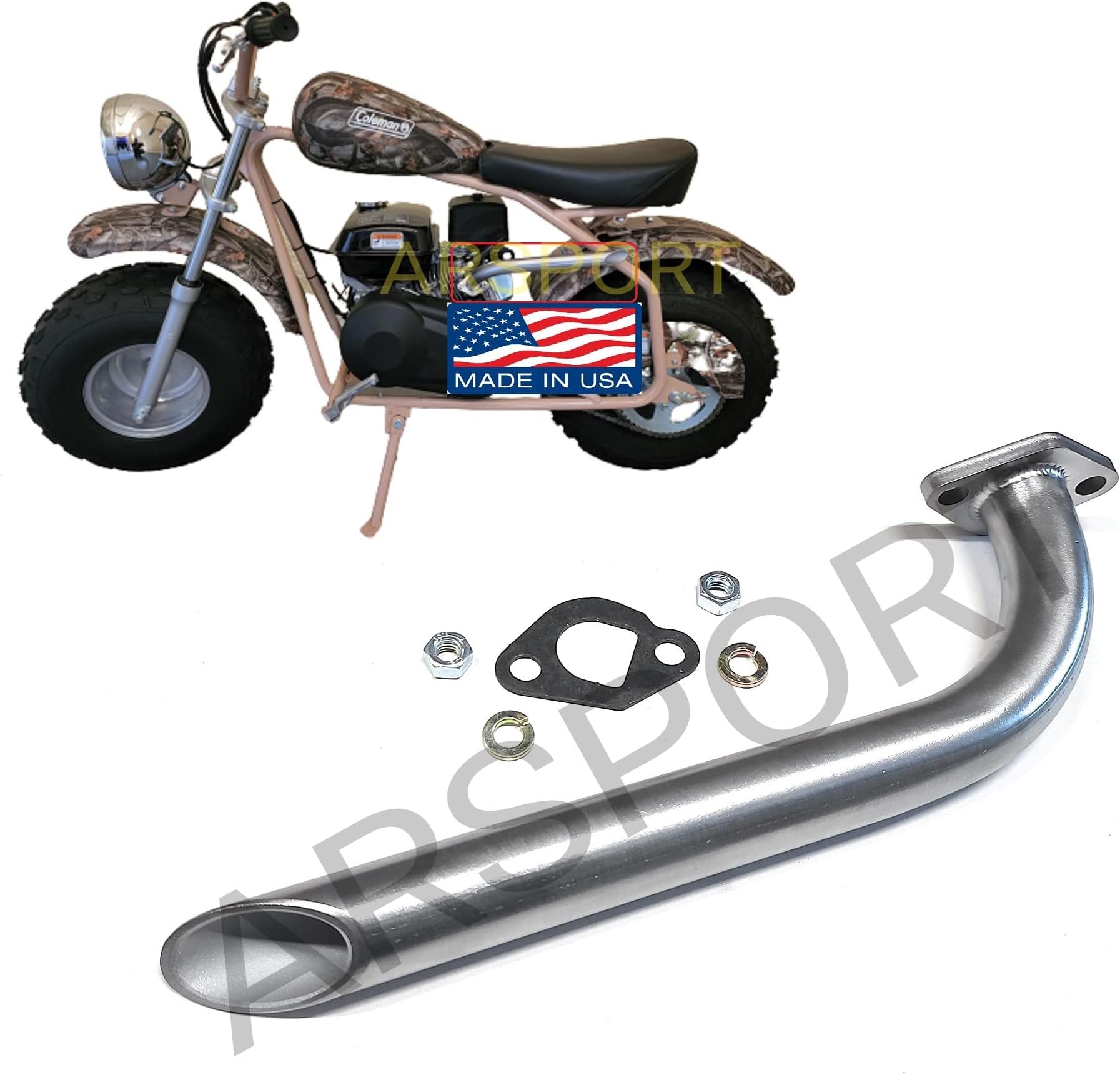 Exhaust Header for: Coleman CT200U-EX Camo 196cc/6.5HP Gas mini bike.