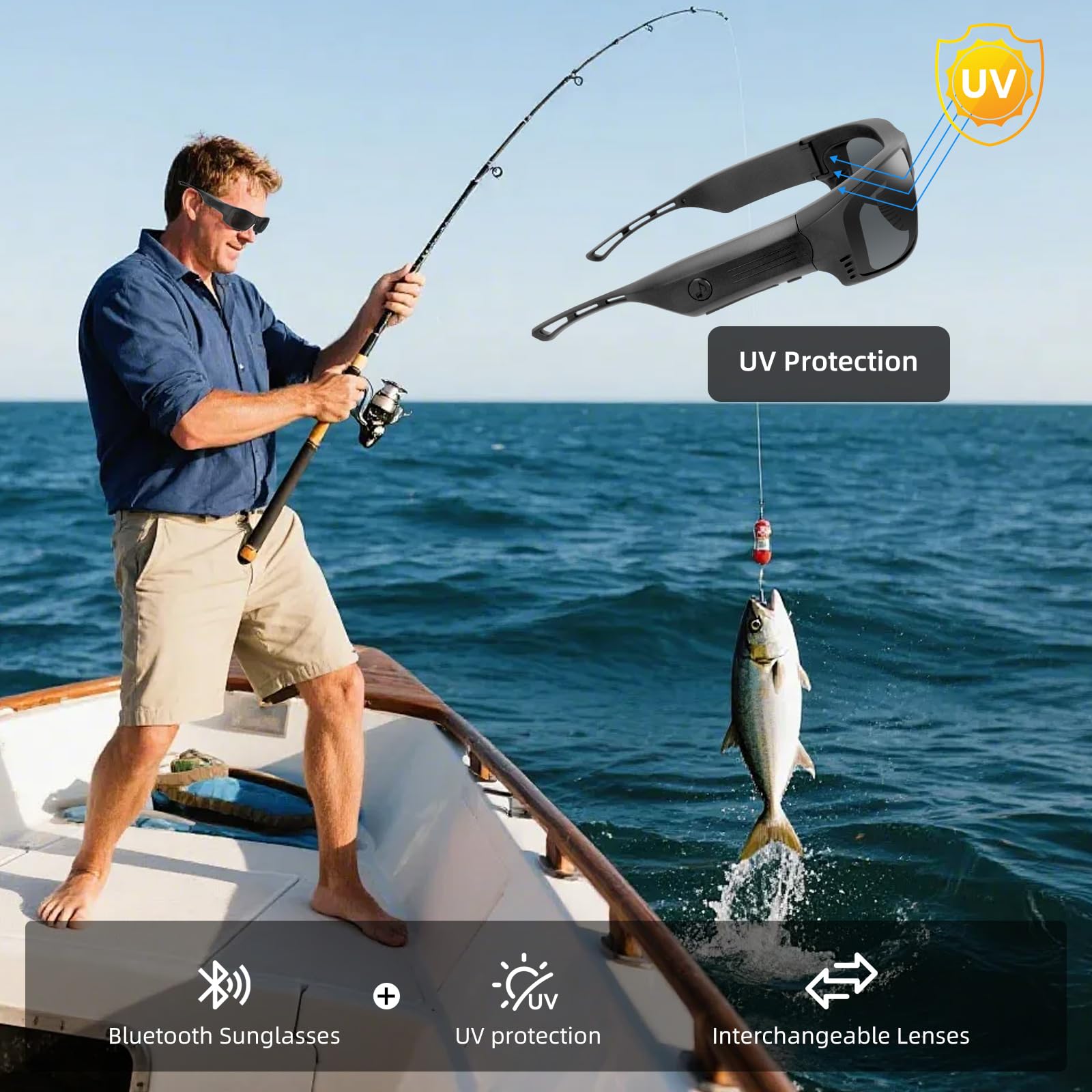 Gafas inteligentes Bluetooth para hombres y mujeres, volumen ultra alto, gafas de seguridad con altavoz Bluetooth, luces LED recargables, marco TR90 de tiempo de funcionamiento de 20 horas ANSI
