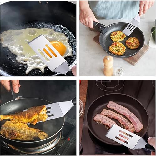 Miniatura 5 de Paquete de 2 mini espátulas pequeñas de acero inoxidable para cocina, espátula de metal para cocinar brownie galleta lasaña, espátula de servidor de