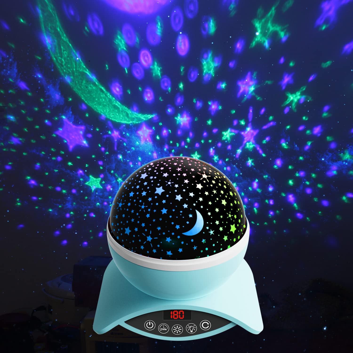 Amouhom Night Light Star Projector, Star Light Projector for Bedroom, LED Lamp Baby Night Light Projector for Kids,Rotation Lamp with Timer Remote and Chargeable, Gifts for Kids,Bedroom（Green）