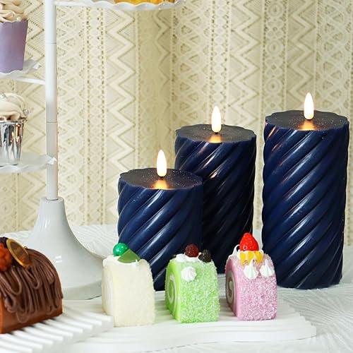 Miniatura 9 de Juego de 3 velas sin llama parpadeantes (3 pulgadas de profundidad x 4 pulgadas de alto, 5 pulgadas de alto, 6 pulgadas), velas LED de cera real con