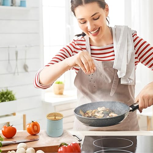 Miniatura 7 de La Fermiere Tapas para tarros de yogur de bambú Paquete de 4 Diseño del árbol de la vida Tapas de bambú grabadas para tarros de cerámica La