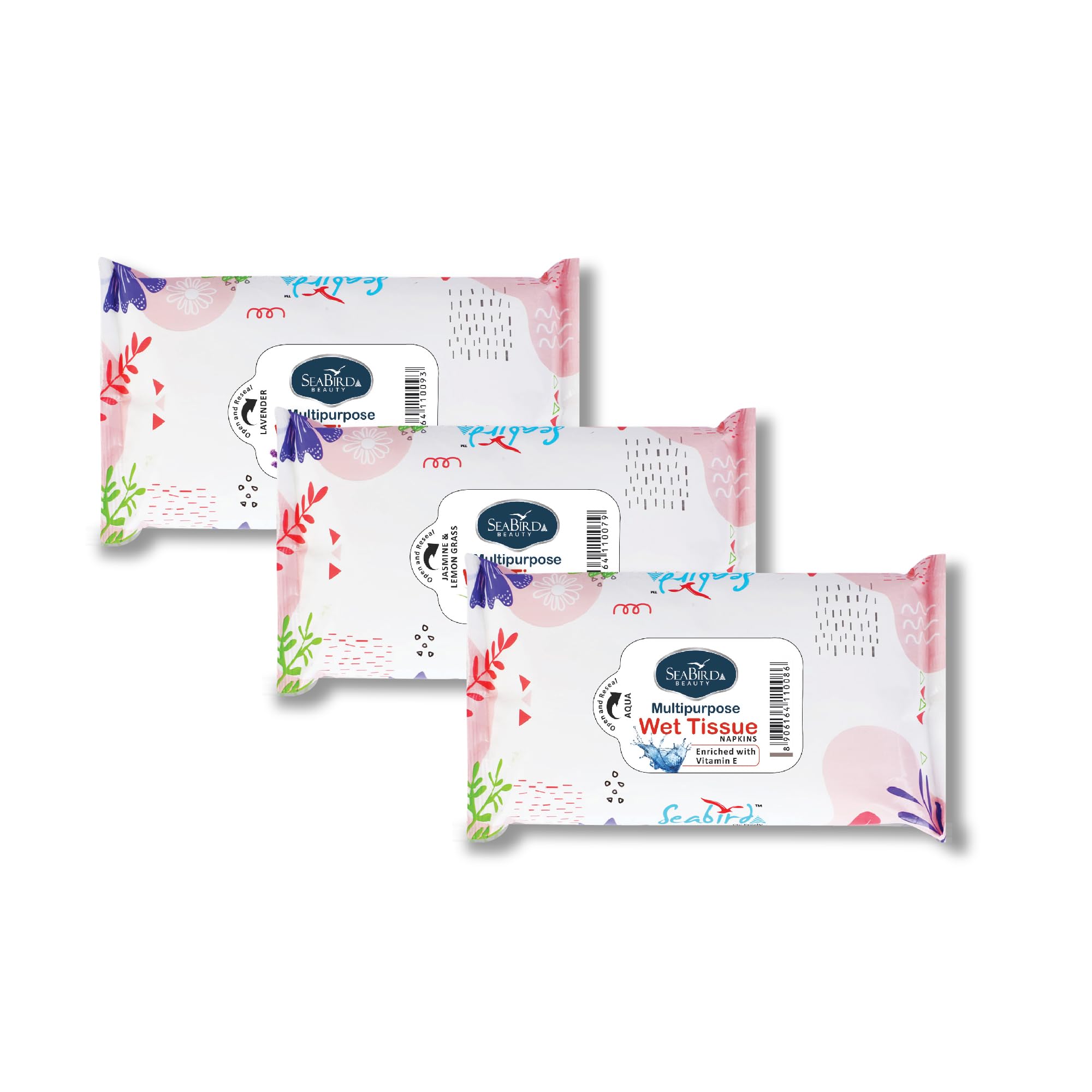 Seabird Gentle Natural Water Based Face Wipes – Best For Womens Pocket Tissue Papers | Everyday Cleansing Wipes | Nourishing Skin Care Oil-Free Facial Wipes For Everyday Use | Hydration | All Skin Type 300 Wipes/Tissue | Elevate your mood with every scent| Aqua| LemonGrass| Lavender Pack 3-image-6