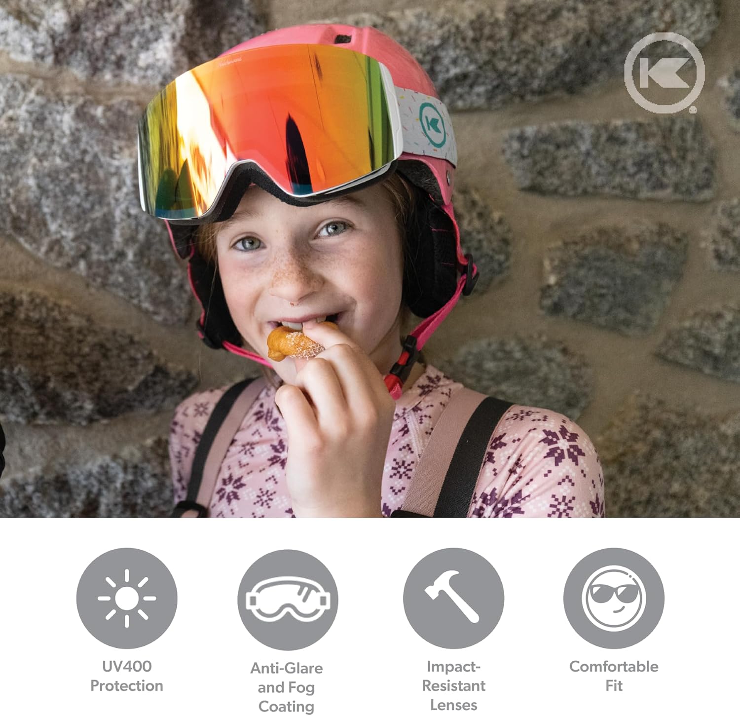 Knockaround Whirlwinds Snow Goggles for Kids - Anti-Glare and Fog Coating with full UV400 Protection