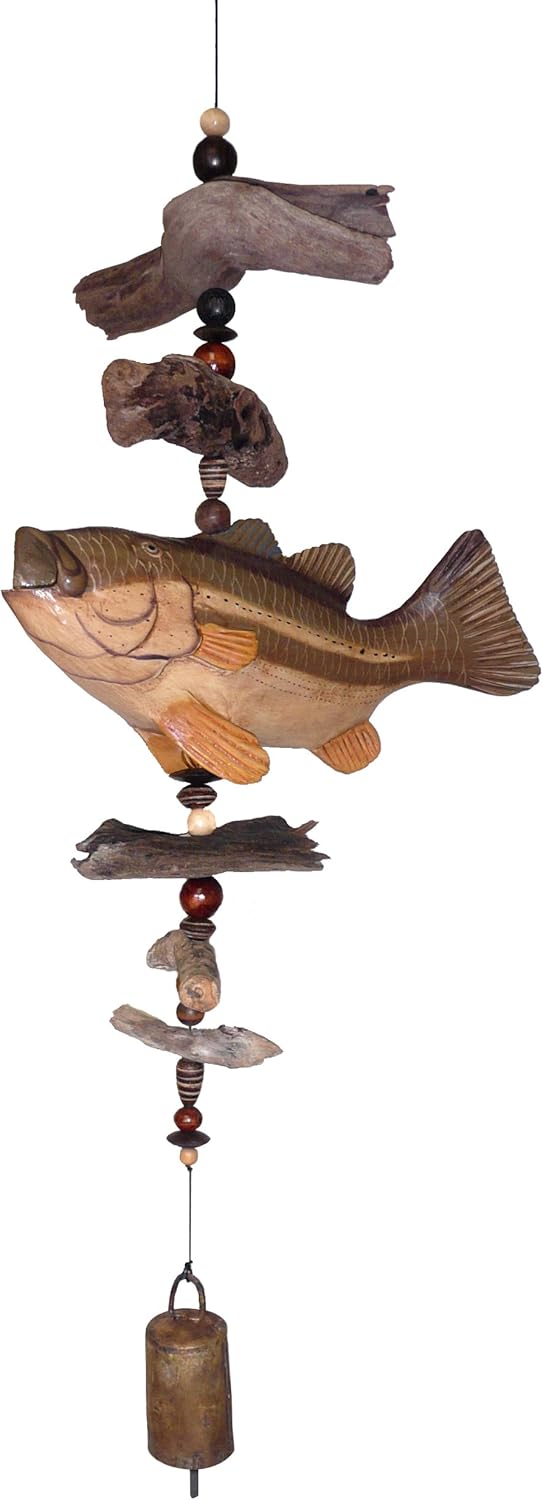 Cohasset Gifts Wind Chime Bell | #552 | Trout Bell | Wood, Outdoor, Home Décor for Decks, Garden, Porch | Hand Painted Finish |