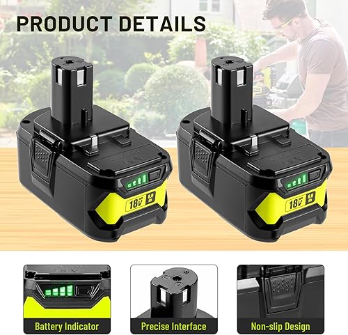 Miniatura 3 de Paquete de 2 Baterías P108 de 18 V 6.0 AH de repuesto para RYOBI ONE+ 18 V Batería de litio RB18L25 RB18L50 P108 P107 P104 P102 P103 P105