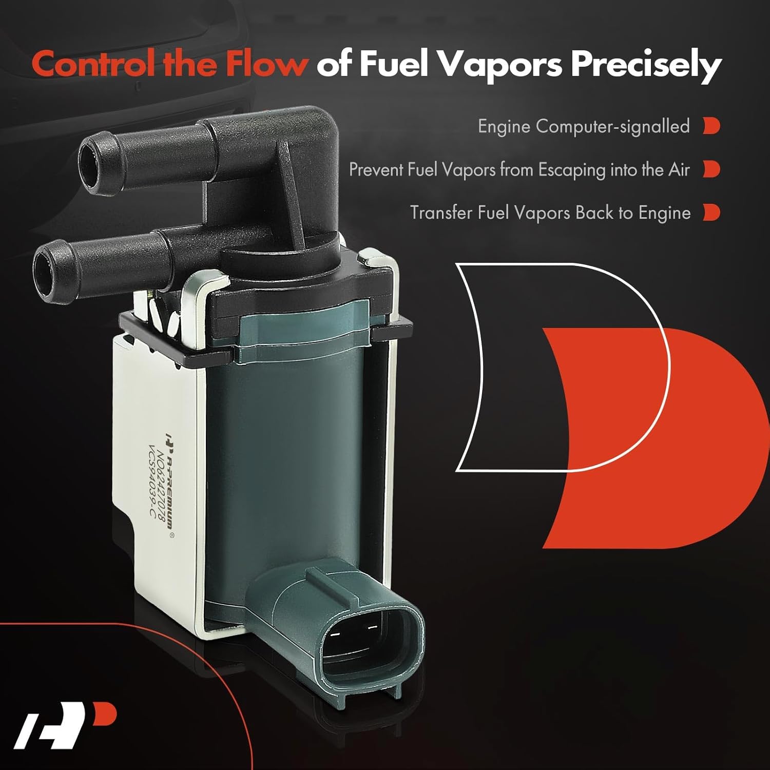 A-Premium Vapor Canister Purge Solenoid Valve Compatible with Chrysler Sebring 2001-2005 & Mitsubishi Eclipse 2000-2005, Galant 1999-2002 & Dodge Stratus 2001-2005, 2.4L, Replace# 1362001660