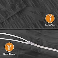 Vista 4 de Cozyide Juego de funda de edredón tamaño individual de color gris oscuro, 2 piezas, funda de edredón de sirsaca suave y transpirable con cierre