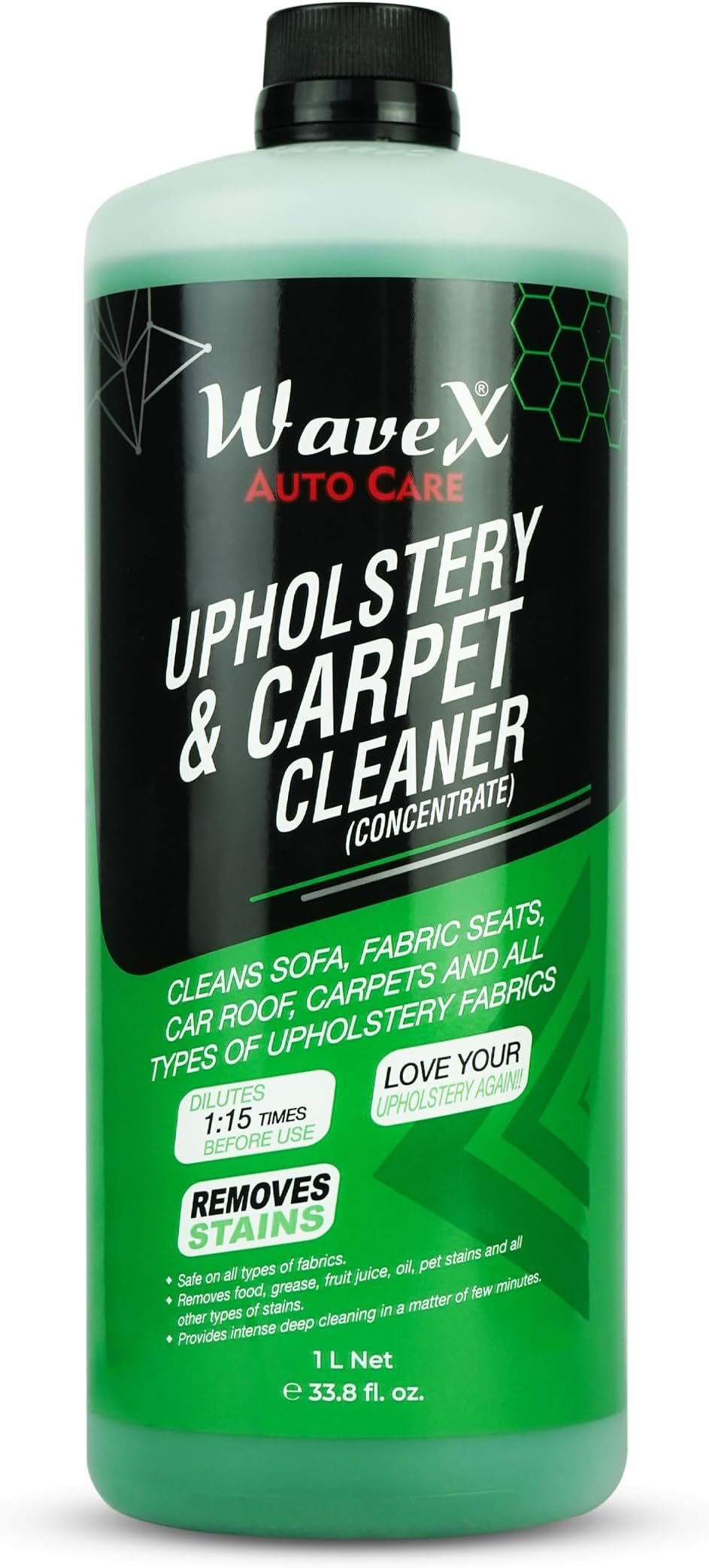 Wavex Upholstery & Carpet Cleaner (1L) | Can be Used as a Car Interior Cleaner for Seat Cleaner, Sofa Cleaner, Carpet Cleaner, Roof Cleaner & More